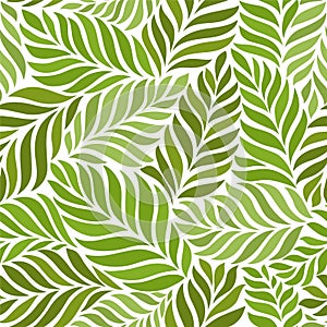 Seamless floral background with green leaves.