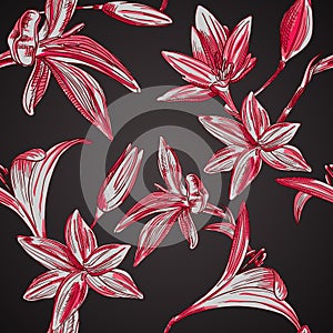 Seamless floral background with hand drawn flowers. Vector EPS10.