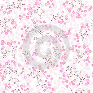 Seamless floral background with pink flowers