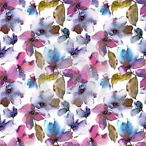 Seamless floral background. Transparent floral petals. Textile pattern template.