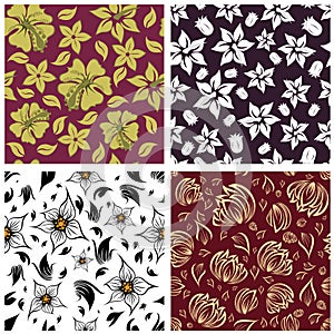 Seamless floral backgrounds set