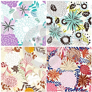 Seamless floral backgrounds set