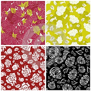 Seamless floral backgrounds set