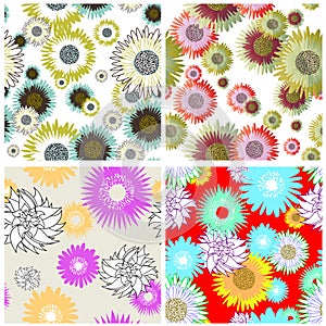 Seamless floral backgrounds set