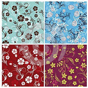 Seamless floral backgrounds set