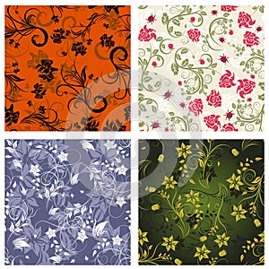 Seamless floral backgrounds set