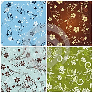 Seamless floral backgrounds set