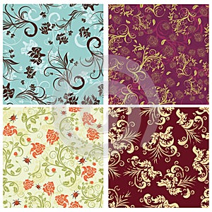 Seamless floral backgrounds set