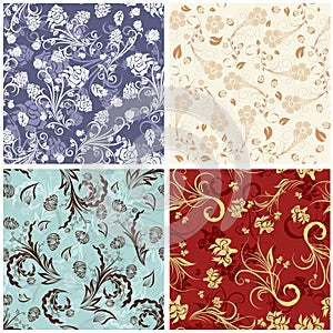 Seamless floral backgrounds set