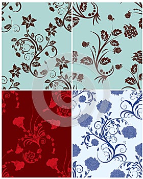 Seamless floral backgrounds set