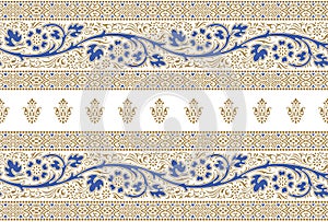 Seamless floral border with traditional Asian design elements