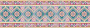 Seamless floral border with traditional Asian design elements