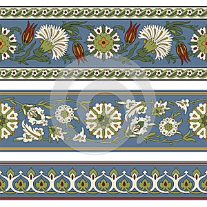 Seamless floral borders. Ancient Persian style.