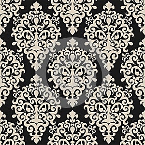 Seamless floral damask Wallpaper on dark Background for Design