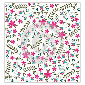 Seamless floral design with flowers and leaves. Repeated pattern vector