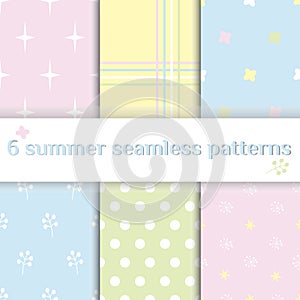 Seamless floral and geometric patterns. Summer a gentle color. It is well suited for the design of textile