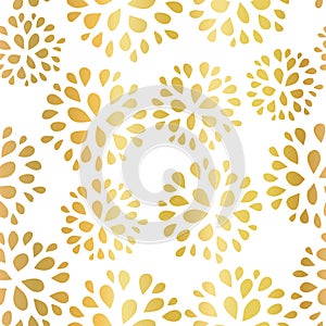 Seamless floral gold foil pattern illustration. Shiny metallic golden repeating background design with flowers for home photo