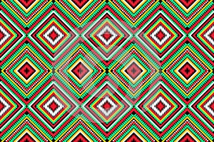 seamless floral, icosahed, geometric, zigzag. Indian tribal pattern, black red white yellow