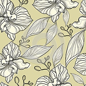 Seamless floral orchid pattern