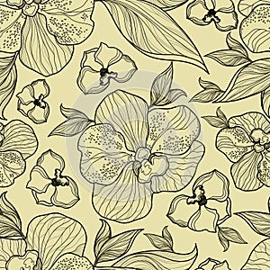Seamless floral orchid pattern