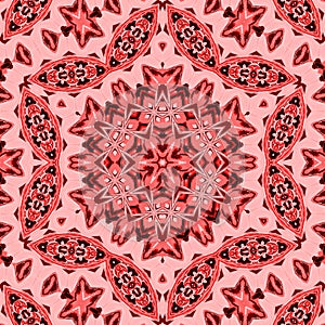 Seamless floral ornament pink red brown