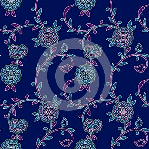 Seamless floral paisley colorful pattern