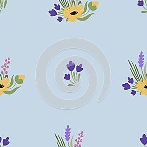 Seamless floral pattern. Abstract flowers, bouquets of flowers. Vector illustration.