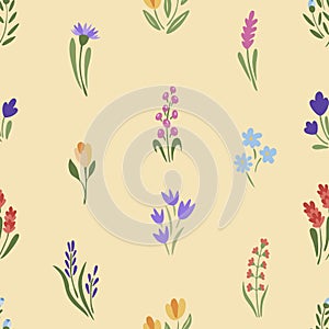 Seamless floral pattern. Abstract flowers, bouquets of flowers. Vector illustration.