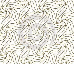 Seamless floral pattern with abstract geometric line texture, gold on white background. Light modern simple wallpaper