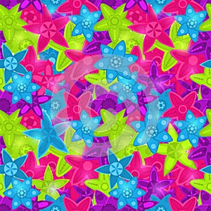 Seamless Floral Pattern in Acid Colors