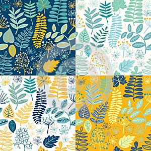 Seamless floral pattern background. Set of colorful variations.