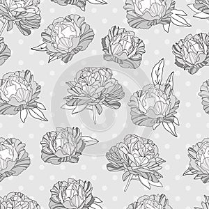 Seamless floral pattern with beautiful peonies