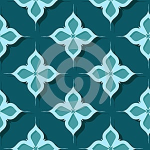 Seamless floral pattern. Blue green 3d designs