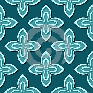 Seamless floral pattern. Blue green 3d designs