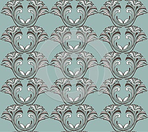 Seamless floral pattern in brown and blue tones. Decorative ornament backdrop for fabric, textile, wrapping paper