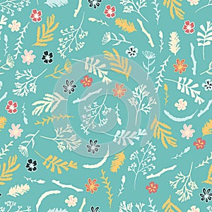 Seamless floral pattern on dark brown background