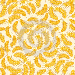 Seamless floral pattern with ear of wheat