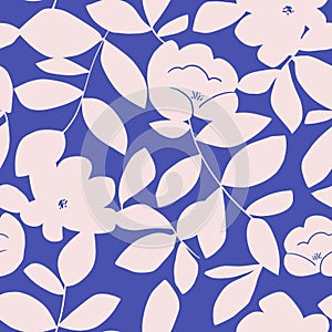 Seamless floral pattern with flowers and leaves. Botanical texture. Vector illustration