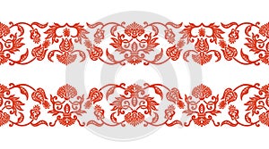 Seamless floral pattern, ornament ribbon set
