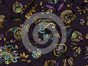 Seamless floral pattern paisley