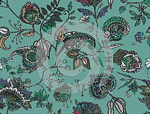 Seamless floral pattern paisley