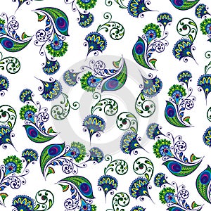 Pattern with stylized peacock feather. Vector illustration
