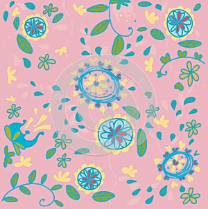 Seamless floral pattern pink