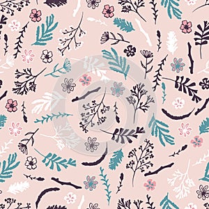 Seamless floral pattern on pink background