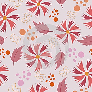 Seamless floral pattern. Plants texture design for textile. Wild flowers background with endless botanical print.