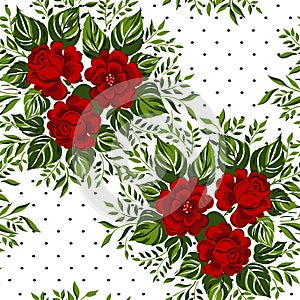 Seamless floral pattern with Red Roses.