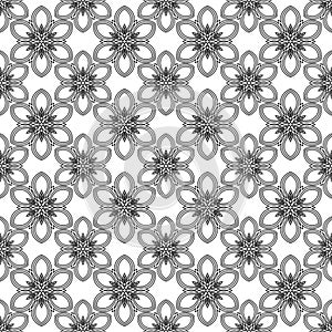 Seamless floral pattern. Regular texture. Black and white.