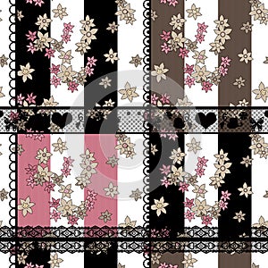 Seamless floral pattern retro patchwork background