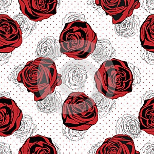 Seamless Floral Pattern. Rose red background