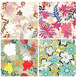 Seamless floral pattern set